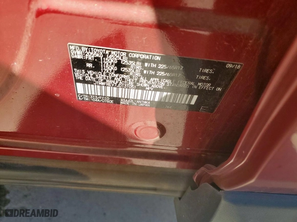 2018 Toyota RAV4 XLE with VIN JTMWFREV7JD131051, listed as a Copart auction lot 52559175 with 38,350 mi miles and Salvage Title. Bid and sale history available at carsss.com. Image 13.