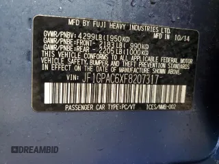 2015 Subaru Impreza Premium z VIN JF1GPAC6XF8207317, wystawiony jako Copart lot #56577625 z przebiegiem 145 263 mil mil oraz Szkoda całkowita • Salvage title. Historia ofert i sprzedaży dostępna na DreamBid. Obrazek 13.