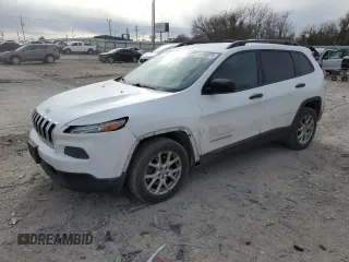 2017 Jeep Cherokee Sport with VIN 1C4PJLAB8HW607320, listed as a Copart auction lot 89168975 with 129,298 mi miles and Salvage Title. Bid and sale history available at carsss.com. Image 1.