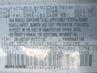 2017 Nissan Sentra S with VIN 3N1AB7AP1HY377105, listed as a IAAI auction lot 41931060 with 63,094 mi miles and . Bid and sale history available at DreamBid. Image 9.
