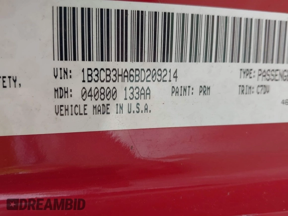 2011 Dodge Caliber Mainstreet z VIN 1B3CB3HA6BD209214, wystawiony jako IAAI lot #42185498 z przebiegiem 114 040 mil mil oraz . Historia ofert i sprzedaży dostępna na DreamBid. Obrazek 9.