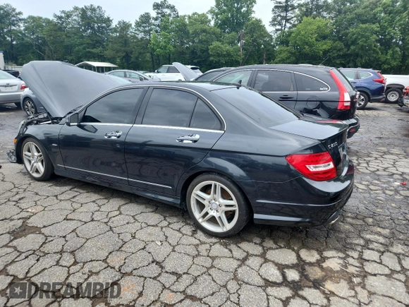 2012 Mercedes-Benz C 250 Sport with VIN WDDGF4HBXCA615122, listed as a Copart auction lot 59189945 with 104,137 mi miles and Salvage title. Bid and sale history available at DreamBid. Image 2.
