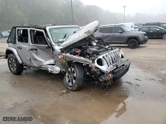 2018 Jeep Wrangler Unlimited Sahara with VIN 1C4HJXEN7JW181741, listed as a Copart auction lot 74131294 with 0 mi miles and Non Repairable. Bid and sale history available at carsss.com. Image 14.