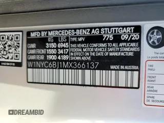 2021 Mercedes-Benz G 550 with VIN W1NYC6BJ1MX366137, listed as a Copart auction lot 78060594 with Not Provided miles and Non Repairable. Bid and sale history available at DreamBid. Image 14.