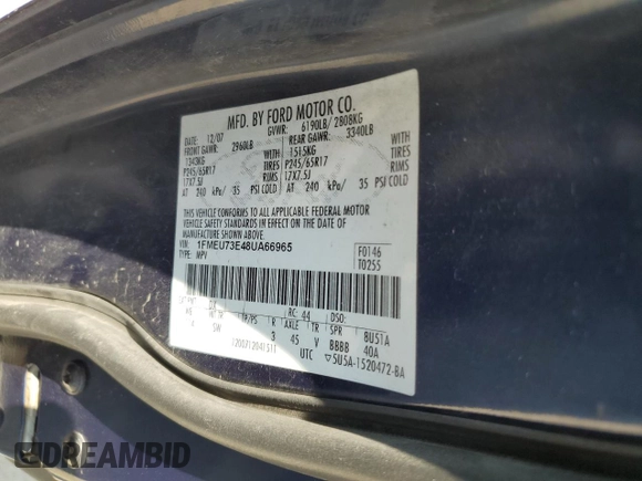 2008 Ford Explorer XLT with VIN 1FMEU73E48UA66965, listed as a Copart auction lot 63432215 with 174,356 mi miles and Salvage title. Bid and sale history available at DreamBid. Image 13.