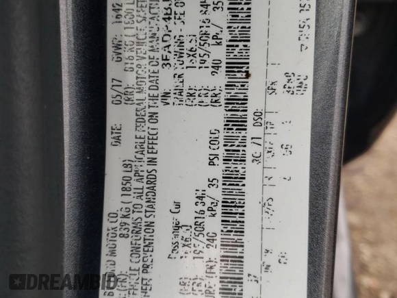 2017 Ford Fiesta SE с VIN 3FADP4BJ7HM136263, выставлен на аукционе Copart как лот 57622455 с пробегом 105 913 миль миль и Списание • Salvage title. История ставок и продаж доступна на DreamBid. Изображение 12.