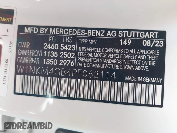 2023 Mercedes-Benz GLC with VIN W1NKM4GB4PF063114, listed as a IAAI auction lot 41489025 with 18,238 mi miles. Bid and sale history available at carsss.com. Image 9.