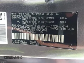 2015 Toyota Sienna L with VIN 5TDZK3DC8FS678539, listed as a IAAI auction lot 42115498 with 111,417 mi miles and . Bid and sale history available at DreamBid. Image 9.