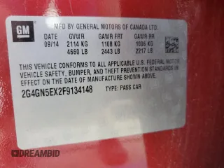 2015 Buick Regal Premium I with VIN 2G4GN5EX2F9134148, listed as a Copart auction lot 61586075 with 94,263 mi miles and Salvage title. Bid and sale history available at DreamBid. Image 12.
