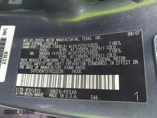 2007 Toyota Tundra LTD with VIN 5TFEV58137X032038, listed as a IAAI auction lot 41788992 with 120,600 mi miles. Bid and sale history available at carsss.com. Image 9.