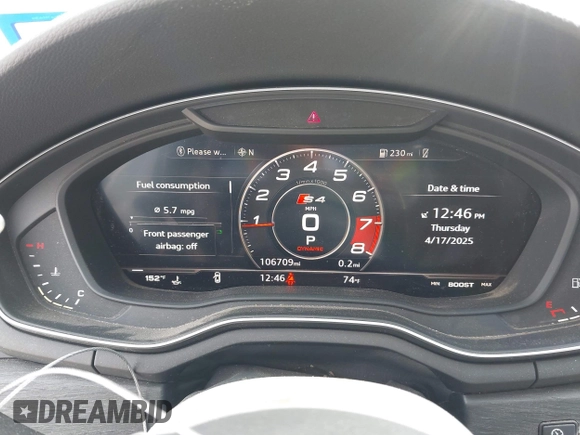 2017 Audi A4 Premium Plus z VIN WAUENAF45HN024586, wystawiony jako IAAI lot #42065676 z przebiegiem 106 709 mil mil oraz . Historia ofert i sprzedaży dostępna na DreamBid. Obrazek 15.