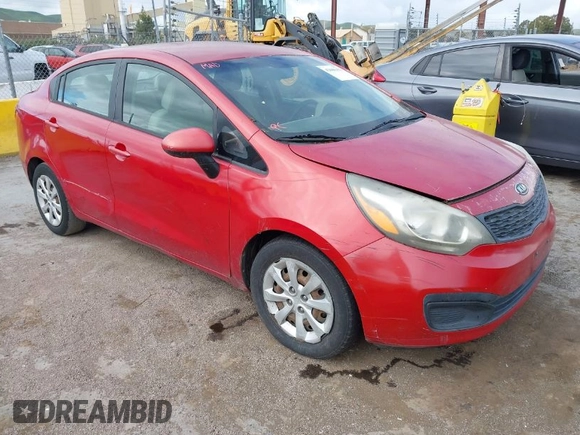 2013 Kia Rio LX with VIN KNADM4A38D6110543, listed as a IAAI auction lot 42068435 with 163,523 mi miles. Bid and sale history available at carsss.com. Image 1.