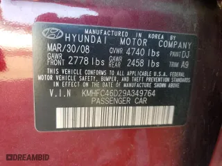 2009 Hyundai Azera GLS with VIN KMHFC46D29A349764, listed as a Copart auction lot 84111984 with 144,479 mi miles and Salvage Title. Bid and sale history available at carsss.com. Image 14.