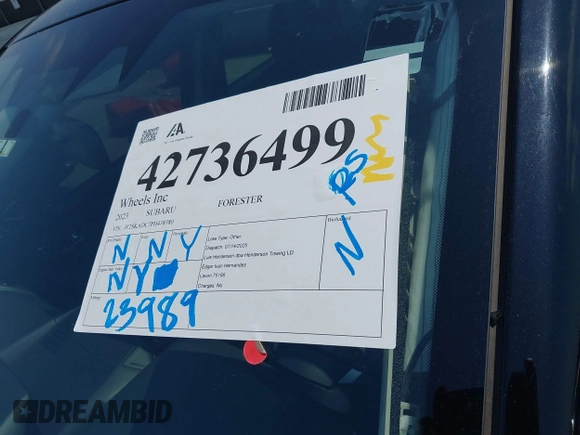 2023 Subaru Forester Premium with VIN JF2SKADC7PH438380, listed as a IAAI auction lot 42736499 with 23,989 mi miles and . Bid and sale history available at DreamBid. Image 18.