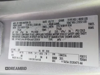 2013 Ford Escape Titanium с VIN 1FMCU9J91DUA13353, выставлен на аукционе IAAI как лот 42074045 с пробегом 108 452 миль миль и . История ставок и продаж доступна на DreamBid. Изображение 9.
