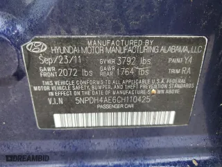 2012 Hyundai Elantra GLS with VIN 5NPDH4AE6CH110425, listed as a Copart auction lot 51688855 with 269,083 mi miles and Clean Title. Bid and sale history available at carsss.com. Image 12.