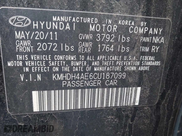 2012 Hyundai Elantra GLS с VIN KMHDH4AE6CU187099, выставлен на аукционе IAAI как лот 42037800 с пробегом 107 046 миль миль и . История ставок и продаж доступна на DreamBid. Изображение 9.