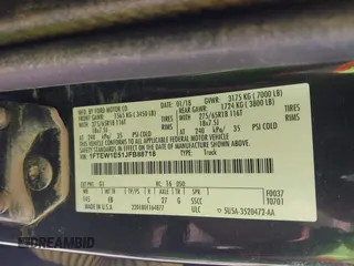 2018 Ford F-150 XL with VIN 1FTEW1E51JFB88718, listed as a IAAI auction lot 42191689 with Not provided miles and . Bid and sale history available at DreamBid. Image 9.