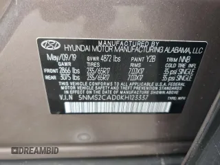 2019 Hyundai Santa Fe SE z VIN 5NMS2CAD0KH123337, wystawiony jako Copart lot #53883405 z przebiegiem 79 456 mil mil oraz Szkoda całkowita • Salvage title. Historia ofert i sprzedaży dostępna na DreamBid. Obrazek 13.
