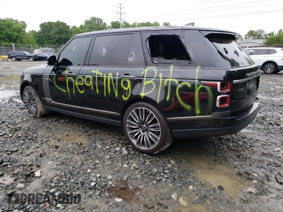 2020 Land Rover Range Rover Autobiography with VIN SALGV5SE1LA585829, listed as a Copart auction lot 54147064 with 83,016 mi miles and Salvage Title. Bid and sale history available at carsss.com. Image 2.