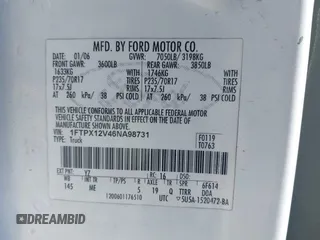 2006 Ford F-150 XL with VIN 1FTPX12V46NA98731, listed as a IAAI auction lot 41452322 with 227,107 mi miles. Bid and sale history available at carsss.com. Image 9.