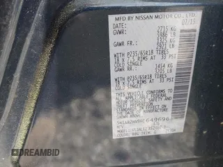 2015 Nissan Pathfinder Platinum with VIN 5N1AR2MN9FC649696, listed as a IAAI auction lot 41931888 with 181,013 mi miles and . Bid and sale history available at DreamBid. Image 9.