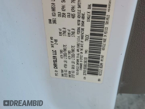 2008 Dodge 1500 SLT z VIN 3D7KR19D68G196193, wystawiony jako Copart lot #79160734 z przebiegiem 167 412 mil mil oraz Szkoda całkowita • Salvage title. Historia ofert i sprzedaży dostępna na DreamBid. Obrazek 12.
