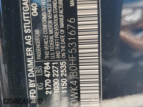 2017 Mercedes-Benz C 300 with VIN WDDWK4JB0HF531676, listed as a Copart auction lot 74892814 with Not Provided miles and Non Repairable. Bid and sale history available at DreamBid. Image 13.