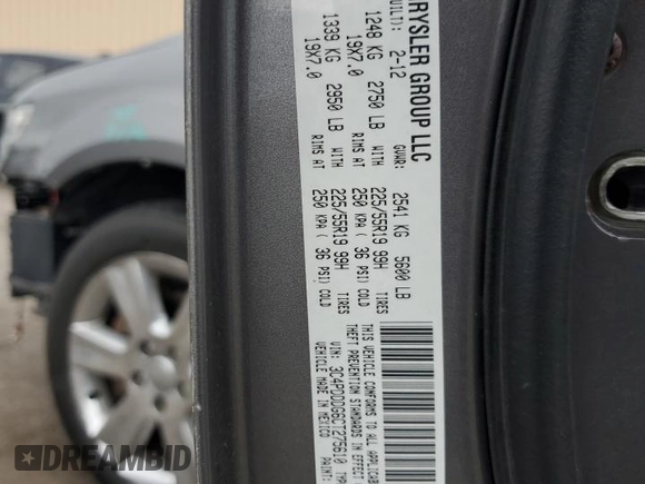 2012 Dodge Journey Crew with VIN 3C4PDDDG6CT275610, listed as a Copart auction lot 57063865 with 126,319 mi miles and Salvage title. Bid and sale history available at DreamBid. Image 13.