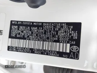 2019 Toyota Corolla L z VIN 2T1BURHE5KC126607, wystawiony jako IAAI lot #41859974 z przebiegiem 57 243 mil mil oraz . Historia ofert i sprzedaży dostępna na DreamBid. Obrazek 9.