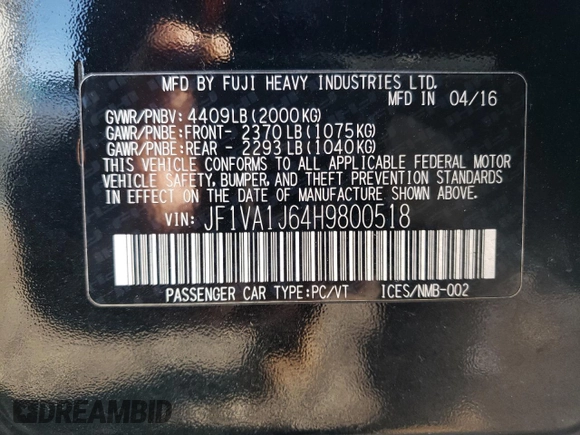 2017 Subaru WRX Limited with VIN JF1VA1J64H9800518, listed as a Copart auction lot 82645294 with 75,601 mi miles and Salvage Title. Bid and sale history available at carsss.com. Image 14.