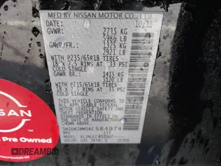 2019 Nissan Pathfinder S z VIN 5N1DR2MM5KC584974, wystawiony jako IAAI lot #41174506 z przebiegiem 76 466 mil mil oraz . Historia ofert i sprzedaży dostępna na DreamBid. Obrazek 9.