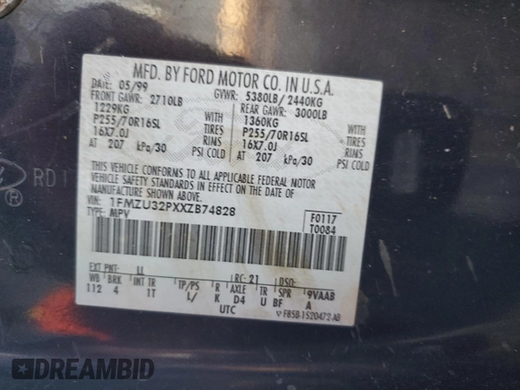 1999 Ford Explorer XLT с VIN 1FMZU32PXXZB74828, выставлен на аукционе Copart как лот 83683914 с пробегом 208 537 миль миль и Списание • Salvage title. История ставок и продаж доступна на DreamBid. Изображение 13.