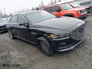 2022 Genesis G90 3.3T Premium with VIN KMTF34PA5NU096328, listed as a IAAI auction lot 41344972 with 6,923 mi miles. Bid and sale history available at carsss.com. Image 1.