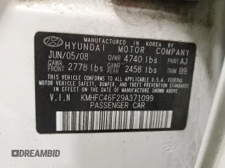 2009 Hyundai Azera Limited z VIN KMHFC46F29A371099, wystawiony jako Copart lot #57395815 z przebiegiem 69 313 mil mil oraz Szkoda całkowita • Salvage title. Historia ofert i sprzedaży dostępna na DreamBid. Obrazek 12.