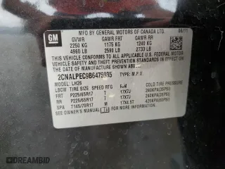 2011 Chevrolet Equinox LT w/2LT with VIN 2CNALPEC9B6475935, listed as a Copart auction lot 46810585 with 164,142 mi miles and Salvage Title. Bid and sale history available at carsss.com. Image 13.