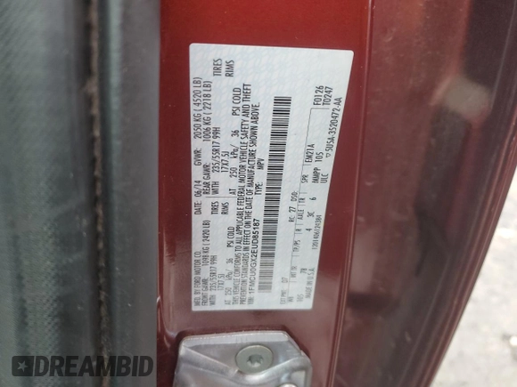 2014 Ford Escape SE with VIN 1FMCU0GX2EUD85187, listed as a Copart auction lot 43870475 with 162,827 mi miles and Clean Title. Bid and sale history available at DreamBid. Image 13.