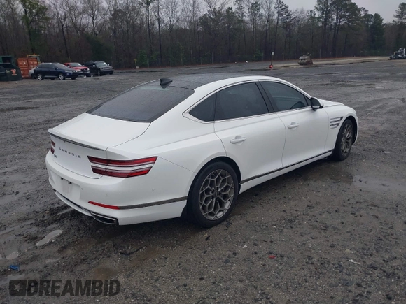2022 Genesis G80 2.5T with VIN KMTGB4SCXNU112734, listed as a IAAI auction lot 41767129 with 25,008 mi miles. Bid and sale history available at carsss.com. Image 4.