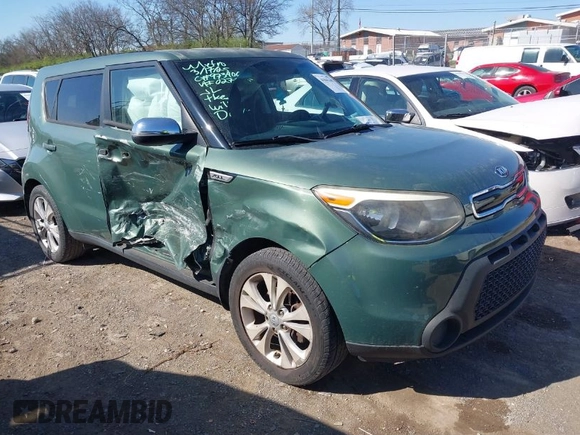 2014 Kia Soul + with VIN KNDJP3A59E7027515, listed as a IAAI auction lot 41841665 with 120,152 mi miles. Bid and sale history available at carsss.com. Image 1.