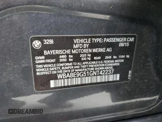 2016 BMW 3 Series 328i with VIN WBA8E9G51GNT42237, listed as a Copart auction lot 59909605 with 117,908 mi miles and Salvage title. Bid and sale history available at DreamBid. Image 12.