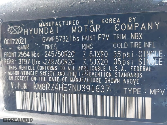 2022 Hyundai Palisade Calligraphy with VIN KM8R74HE7NU391637, listed as a IAAI auction lot 41644463 with 49,913 mi miles. Bid and sale history available at carsss.com. Image 9.