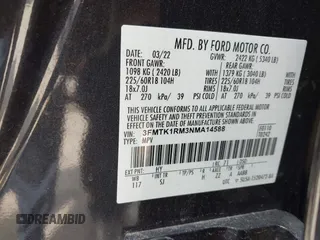 2022 Ford Mustang Mach-E Select with VIN 3FMTK1RM3NMA14588, listed as a IAAI auction lot 42068162 with 85,123 mi miles and . Bid and sale history available at DreamBid. Image 9.