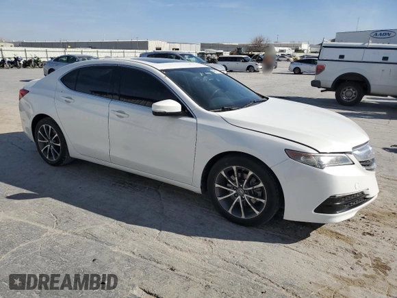 2015 Acura TLX V6 with VIN 19UUB2F38FA010465, listed as a Copart auction lot 49511815 with 153,232 mi miles and Salvage Title. Bid and sale history available at carsss.com. Image 4.