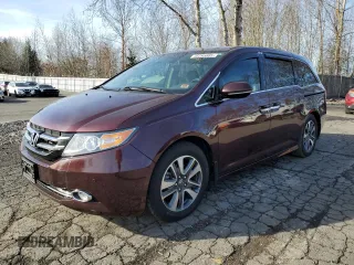 2015 Honda Odyssey Touring Elite with VIN 5FNRL5H96FB054914, listed as a Copart auction lot 45295885 with 57,844 mi miles and Salvage Title. Bid and sale history available at DreamBid. Image 1.