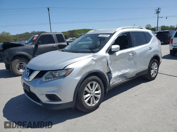 2015 Nissan Rogue SV with VIN KNMAT2MVXFP568267, listed as a Copart auction lot 52093325 with 85,243 mi miles and Salvage Title. Bid and sale history available at DreamBid. Image 1.
