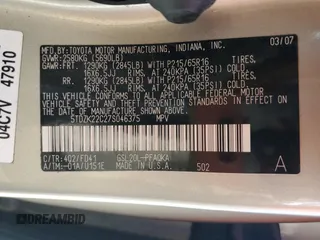 2007 Toyota Sienna XLE with VIN 5TDZK22C27S046375, listed as a Copart auction lot 53268475 with 217,265 mi miles and Clean Title. Bid and sale history available at carsss.com. Image 13.
