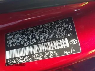 2012 Toyota Yaris with VIN JTDBT4K37CL032171, listed as a IAAI auction lot 41817611 with 196,574 mi miles and . Bid and sale history available at DreamBid. Image 9.