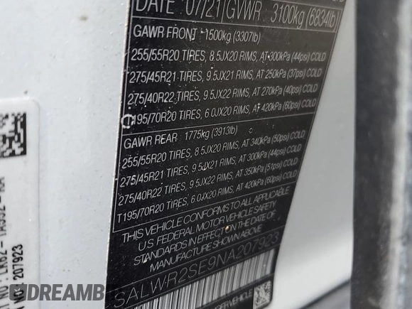 2022 Land Rover Range Rover Sport HSE Dynamic с VIN SALWR2SE9NA207923, выставлен на аукционе Copart как лот 49623455 с пробегом 62 062 миль миль и Списание • Salvage title. История ставок и продаж доступна на DreamBid. Изображение 13.