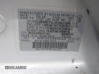 2019 Nissan Versa SV with VIN 3N1CN7AP9KL811257, listed as a IAAI auction lot 42226106 with 158,151 mi miles and . Bid and sale history available at DreamBid. Image 9.