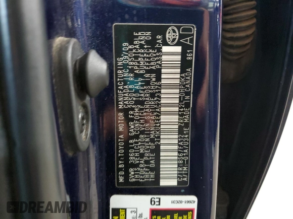 2010 Toyota Matrix z VIN 2T1KU4EE7AC273176, wystawiony jako Copart lot #59437365 z przebiegiem 191 328 mil mil oraz Czysty tytuł • Clean title. Historia ofert i sprzedaży dostępna na DreamBid. Obrazek 12.